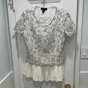 Karen Kane White Peplum Short Sleeve Blouse
